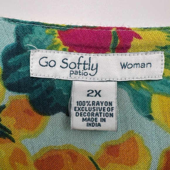 Go Softly Patio House Dress Lounge MuMu Plus Size 2X Pockets Zip Floral‎ FLAW - Picture 10 of 12